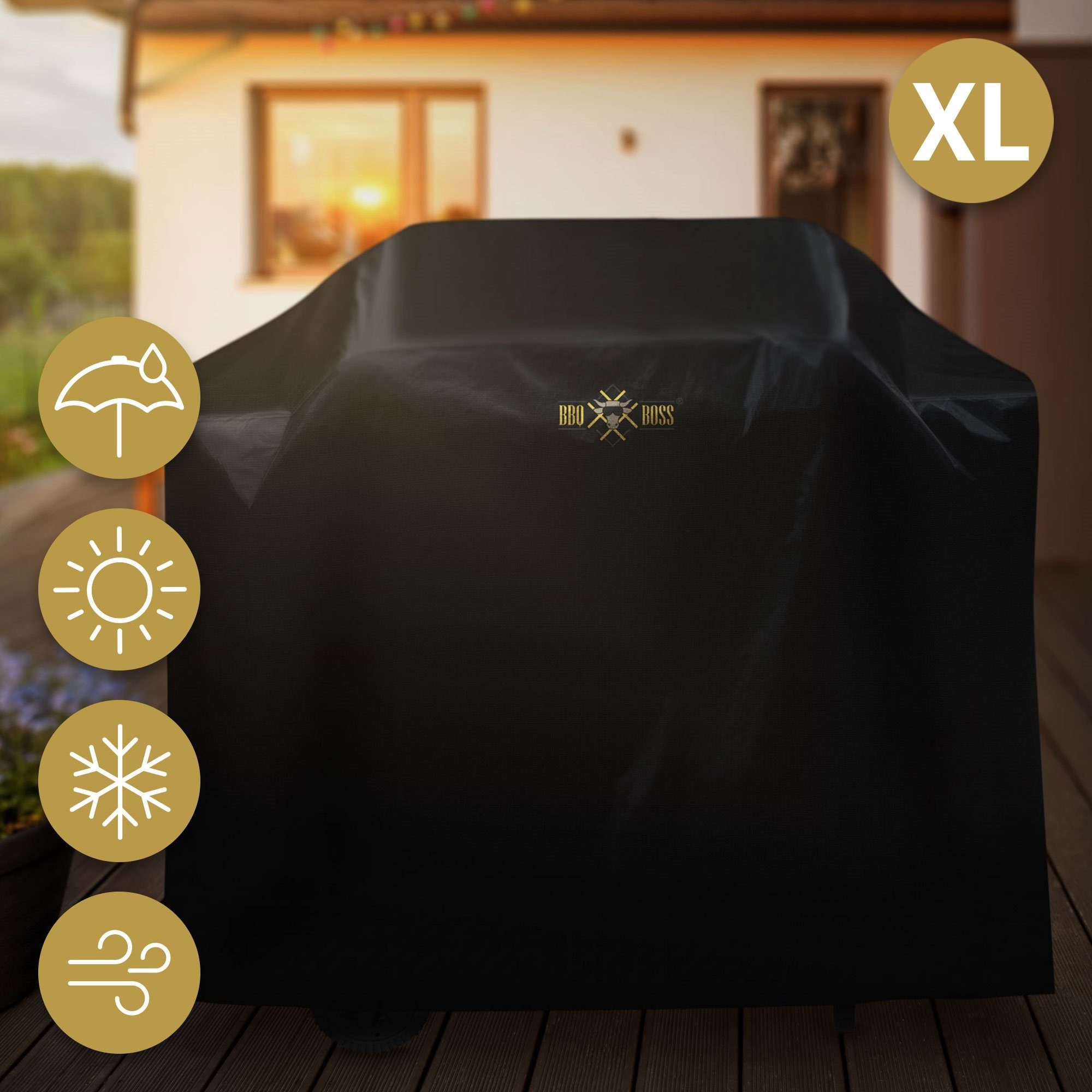 BBQ Boss Gartenmöbel-Schutzhülle Grillabdeckung, Schwarz Oxford-Gewebe 163x61x122cm