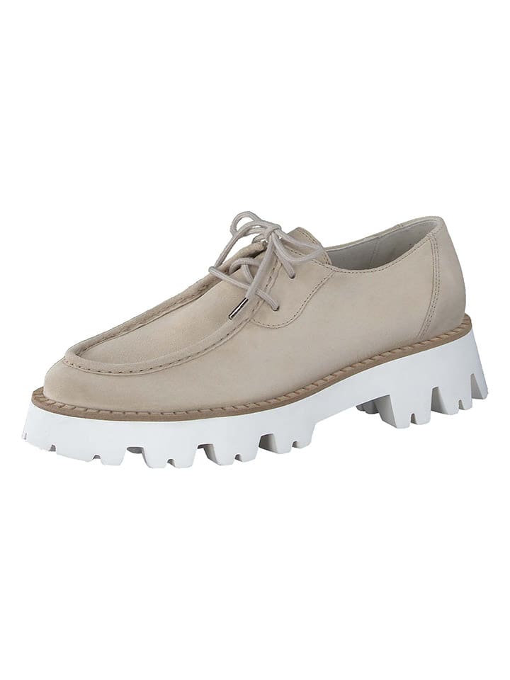 Paul Green Leder-Schnürschuhe in Beige/ Weiß günstig kaufen