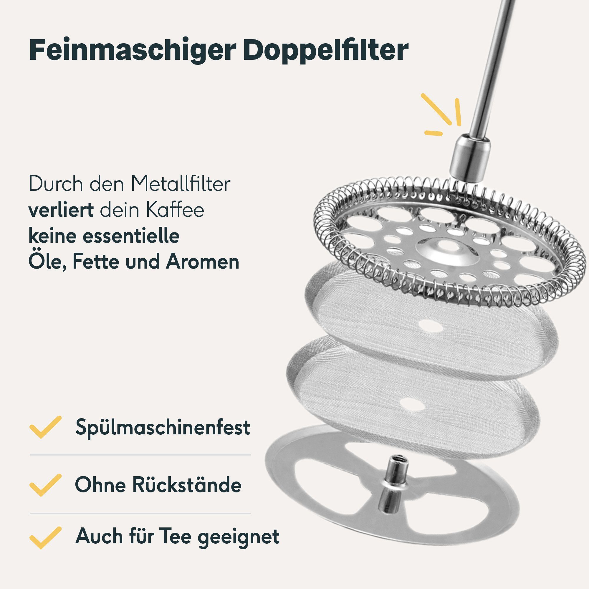 SILBERTHAL French Press Kanne Kaffeepresse Schwarz, 1l Kaffeekanne, Doppelfilter, hält 1h warm, 100 % Edelstahl, kein Strom verbrauch