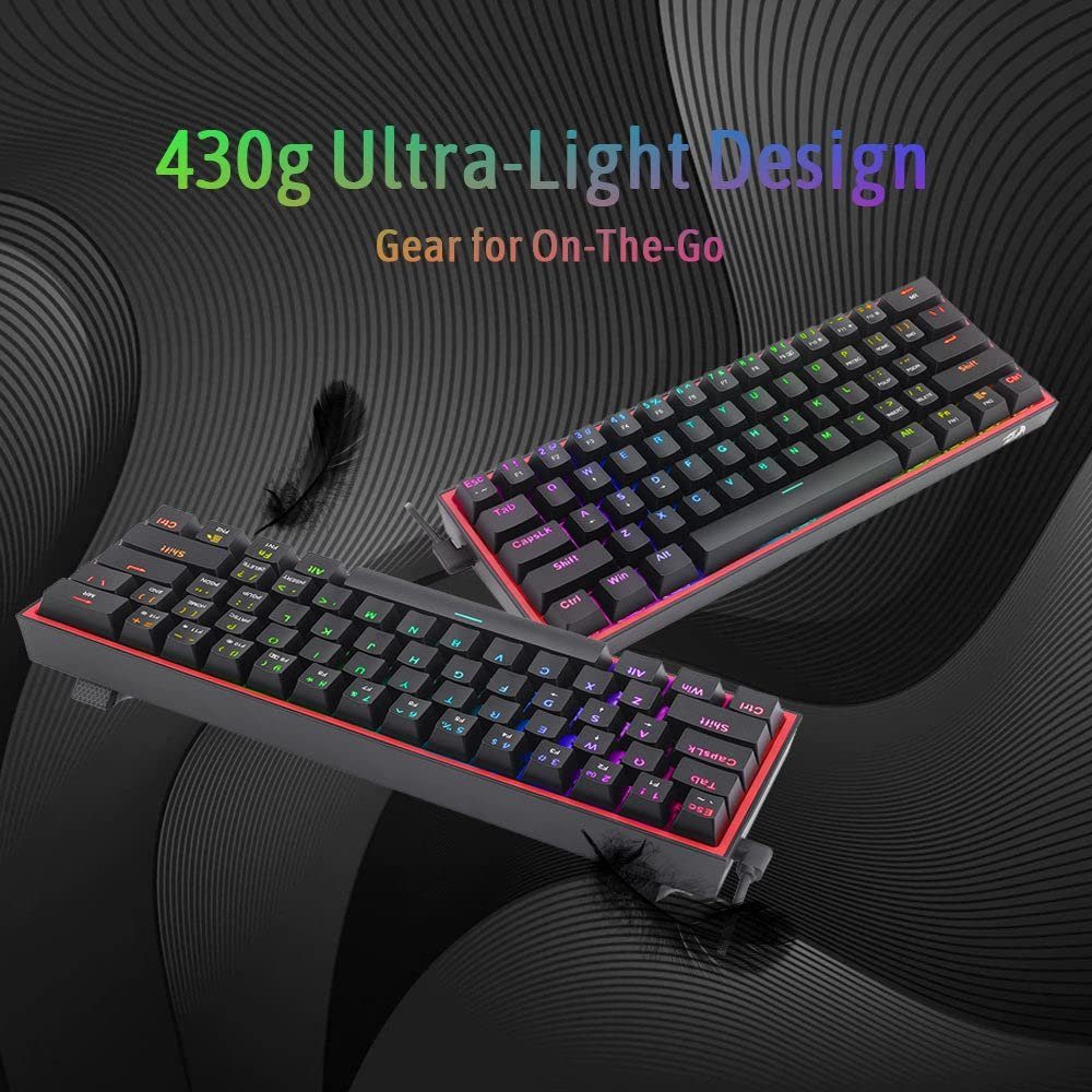 Redragon Redragon K617 RGB Mechanische Gaming-Tastatur mit 61 Tasten Gaming-Tastatur (höhenverstellbar, Pro Software anpassbar)