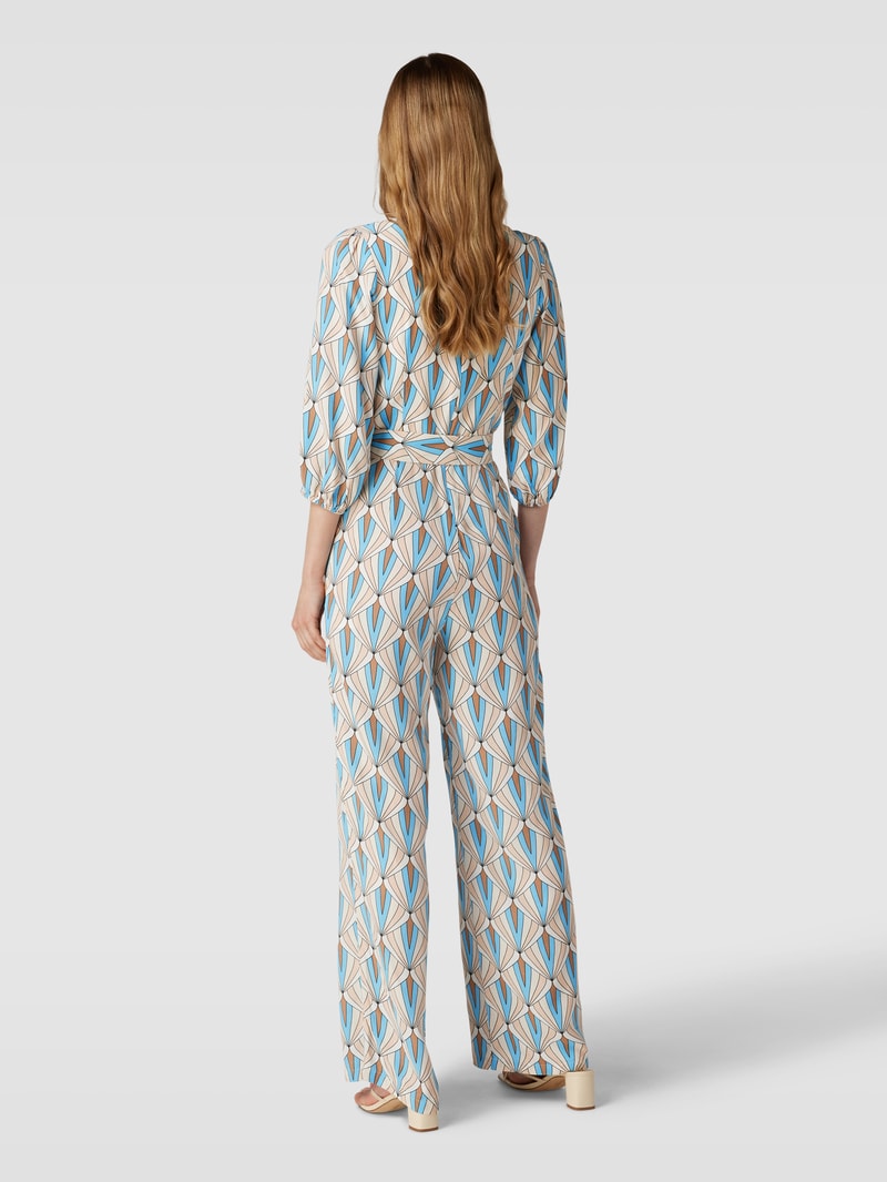 Jumpsuit aus Viskose mit Allover-Muster in bleu