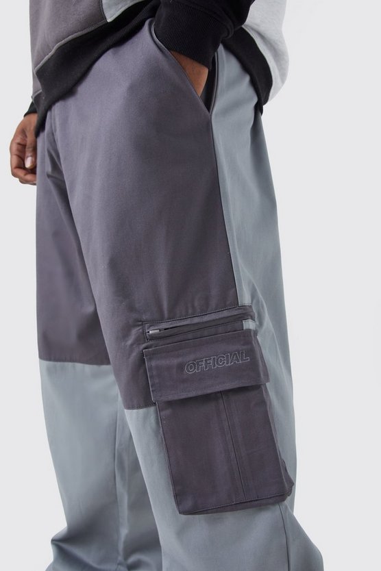 Plus lockere Colorblock Cargo-Hose mit Official-Logo