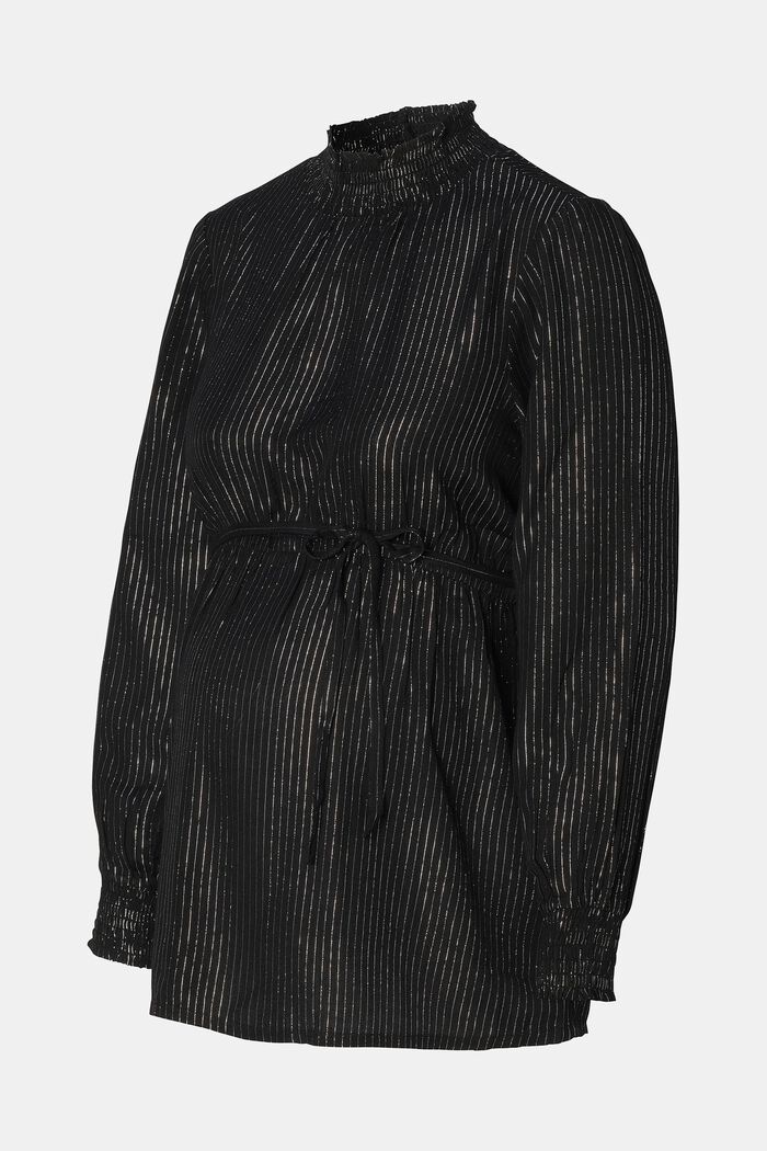 Bluse mit Glitzerstreifen und Stehkragen