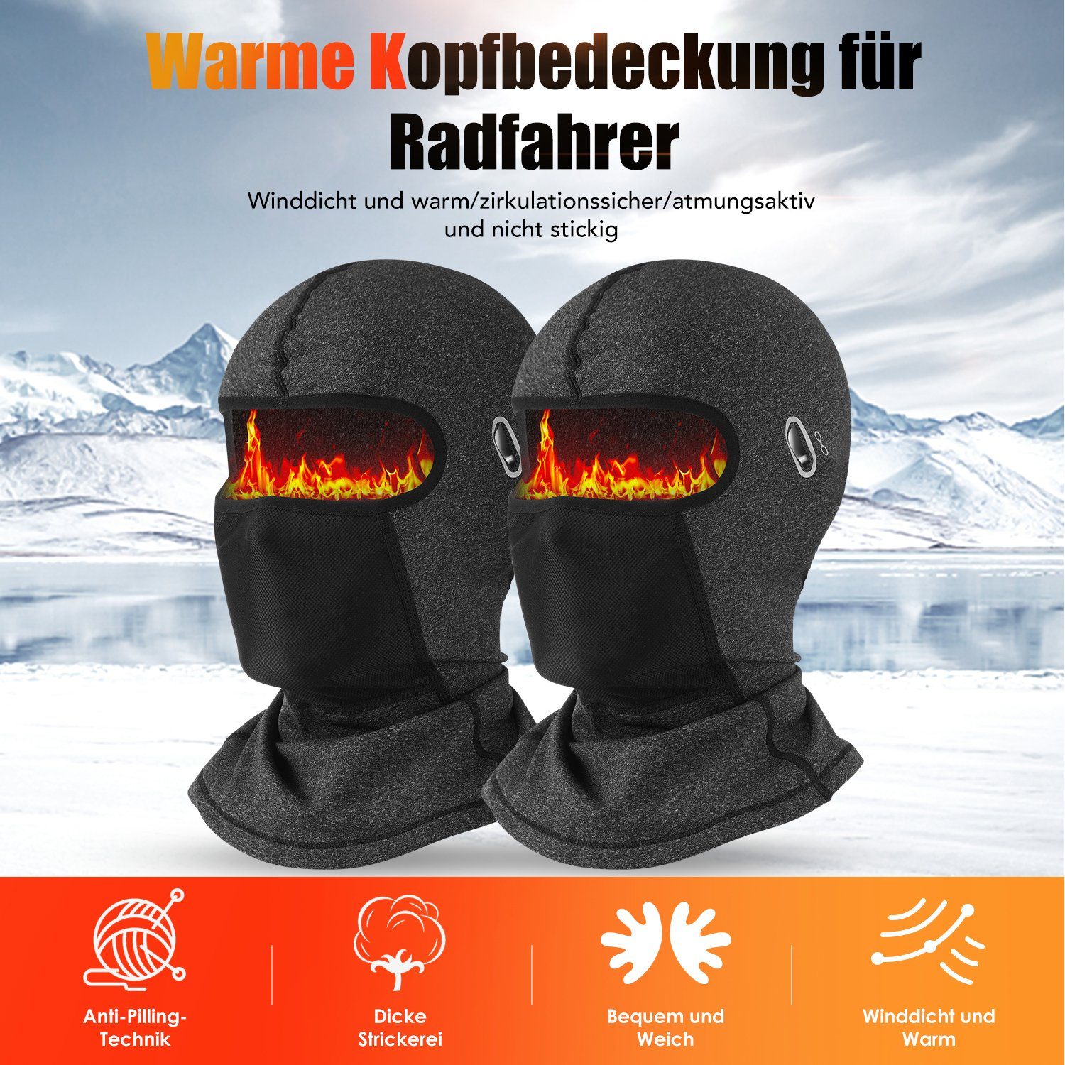 LETGOSPT Sturmhaube Fahren Winddicht Warm Gesichtshaube Einheitsgröße Herren/Damen (Herbst Winter Balaclava) für Outdoorsports Radfahren, Snowboarden, Skifahren, Motorrad