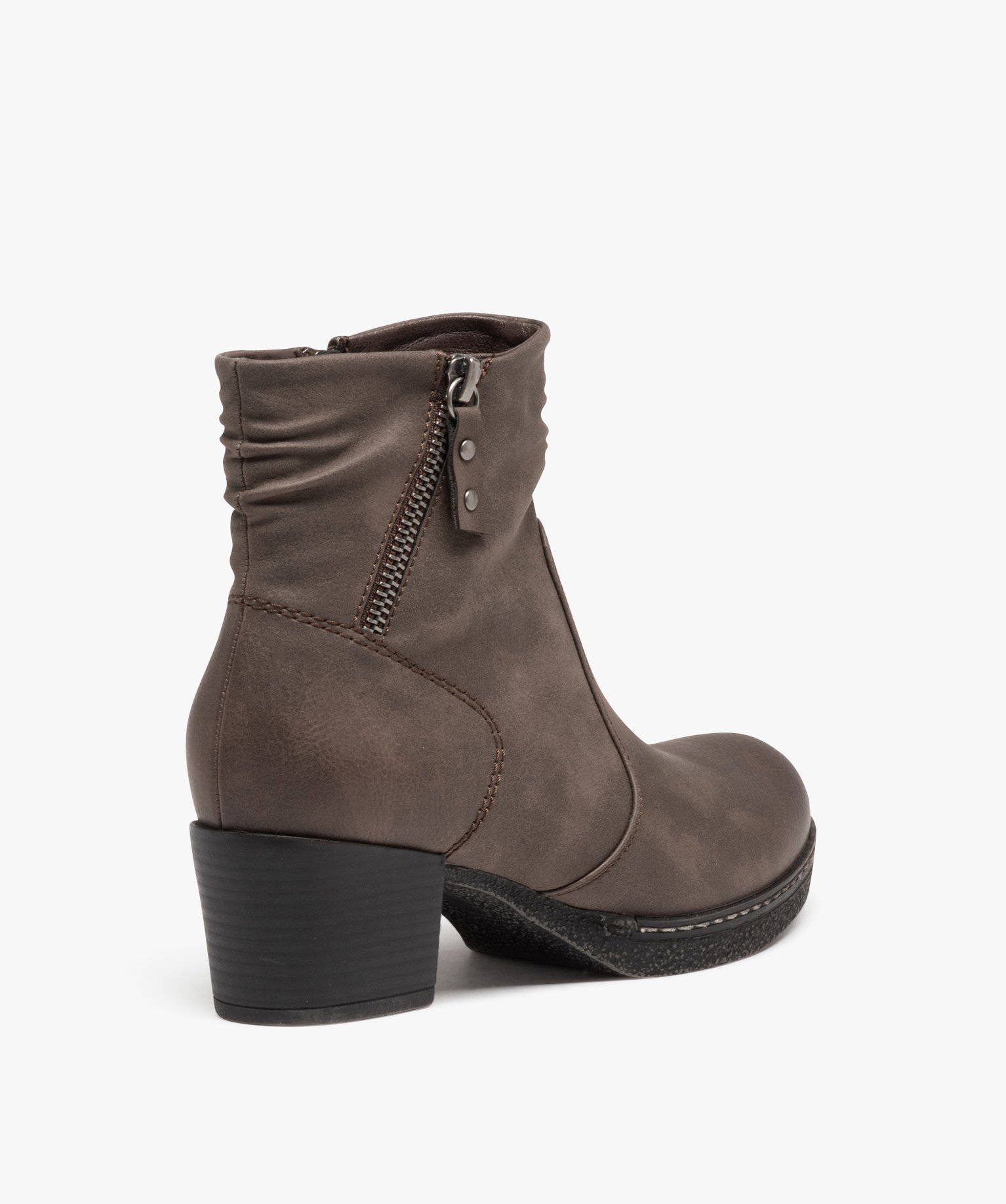 Boots fourrées à talon et semelle plateforme femme marron | GEMO