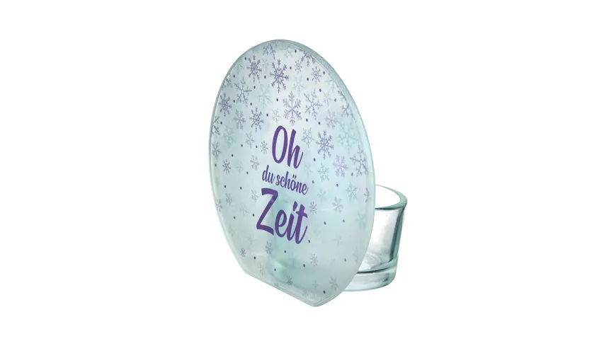 GILDE Glas Teelichthalter Weisheit Schöne Zeit ⌀10cm lila