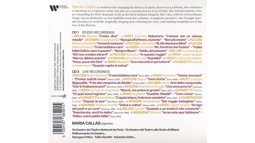 La Divina-Maria Callas(Best of 2CD) Studio-&Live-Recordings