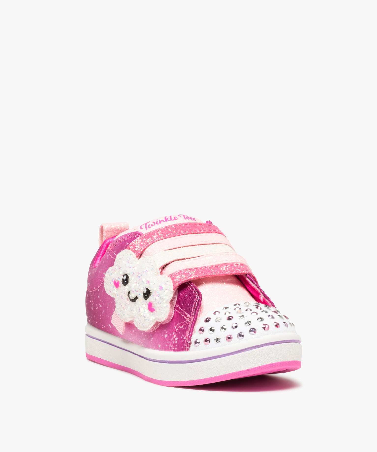 Bakets fille pailletées et lumineuses à scratch - Skechers rose | GEMO