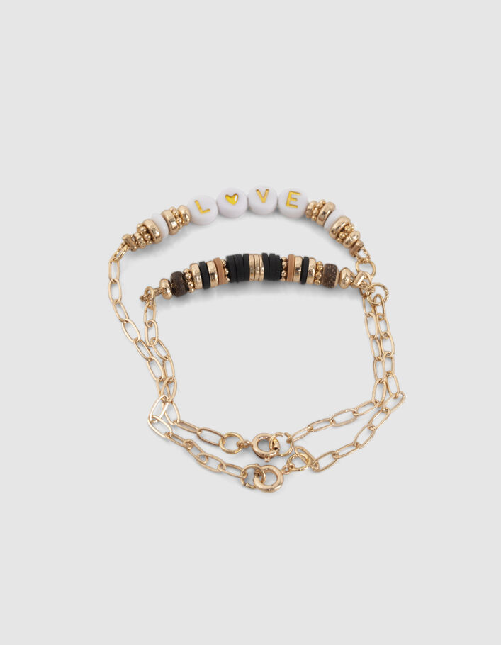 Bracelets chaînette dorée avec perles fille