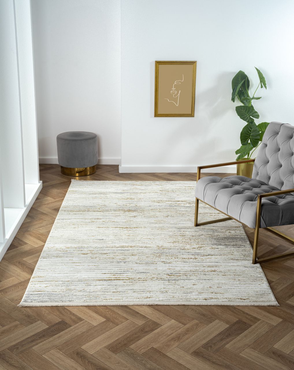 MyFlair Teppich Freya, 160cm x 230cm, Farbe Beige, rechteckig, Florhöhe 10mm