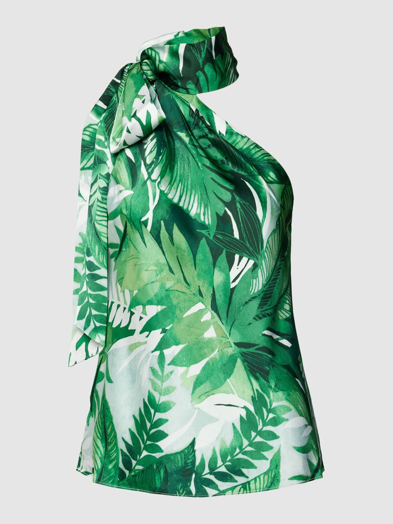 Crop Top mit floralem Allover-Muster in grün
