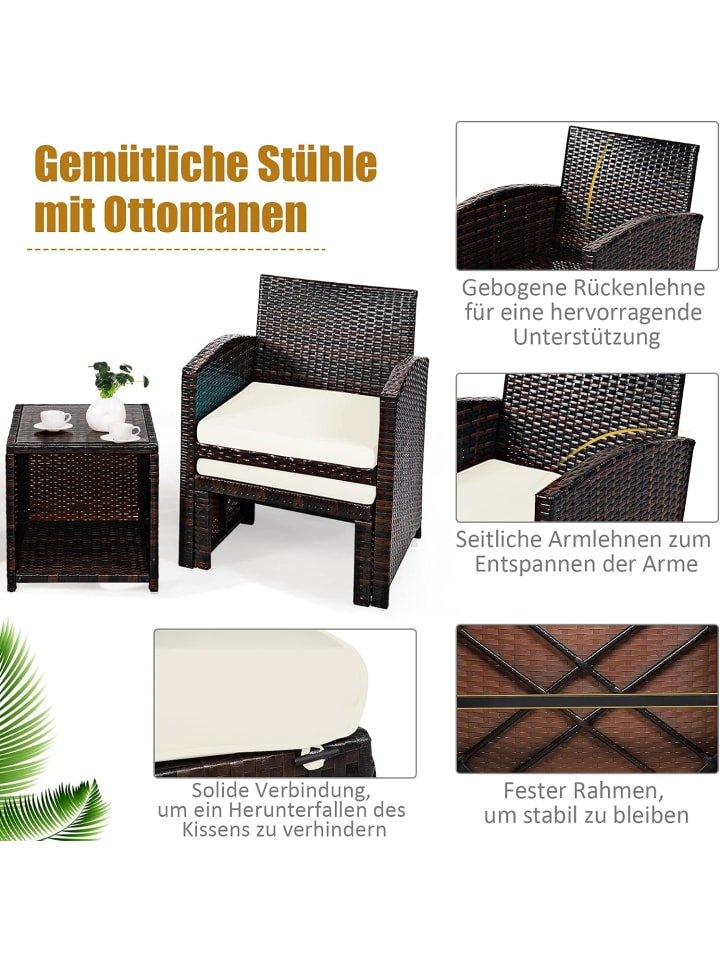 COSTWAY Gartenmöbel 5er Set in Beige günstig kaufen onesize