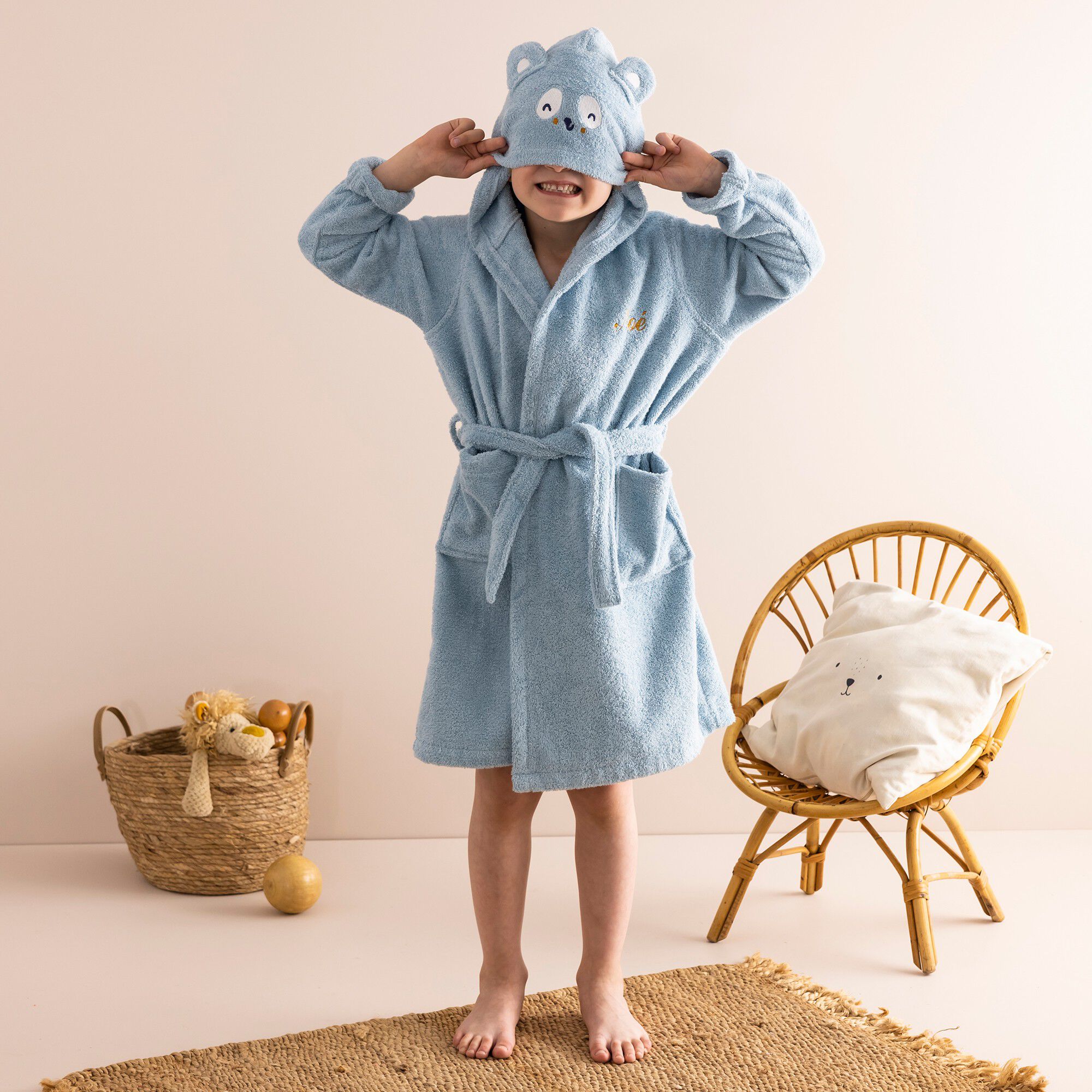 Peignoir de bain enfant personnalisable panda à capuche