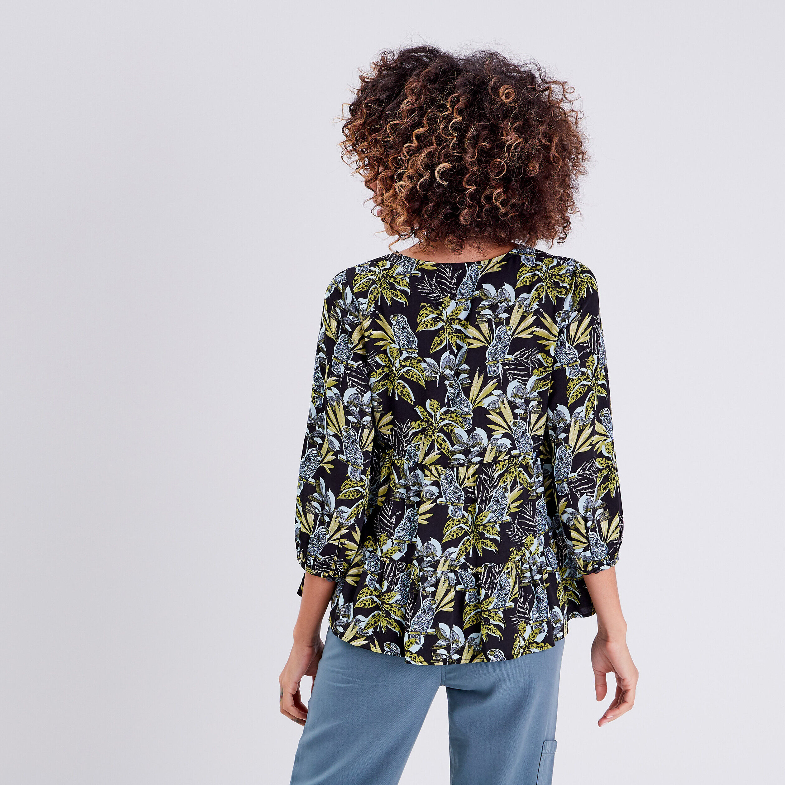Blouse manches 3/4 noir femme | Cache Cache