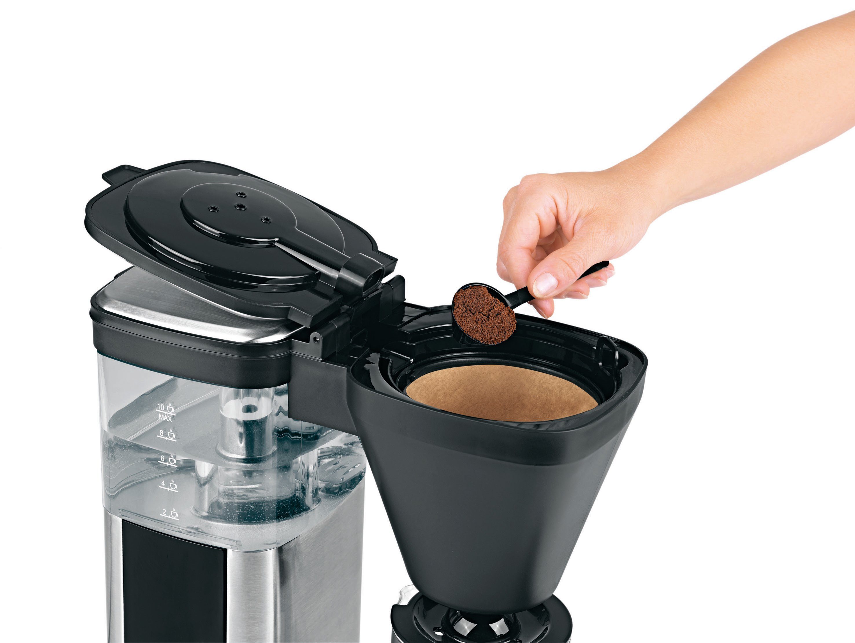 BEEM Filterkaffeemaschine Direct-Brew Glas, 1,25l Kaffeekanne, Papierfilter 1x4