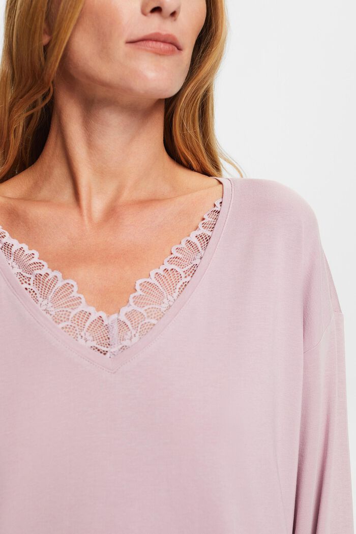 Jersey-Pyjama mit Spitzendetails