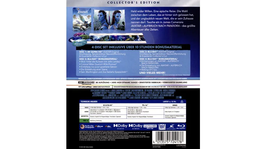 Avatar - Limited Collector's Edition (Dollby Vision 2023)  (4K Ultra HD) (+ Blu-ray) (+ Bonus-Blu-ray)