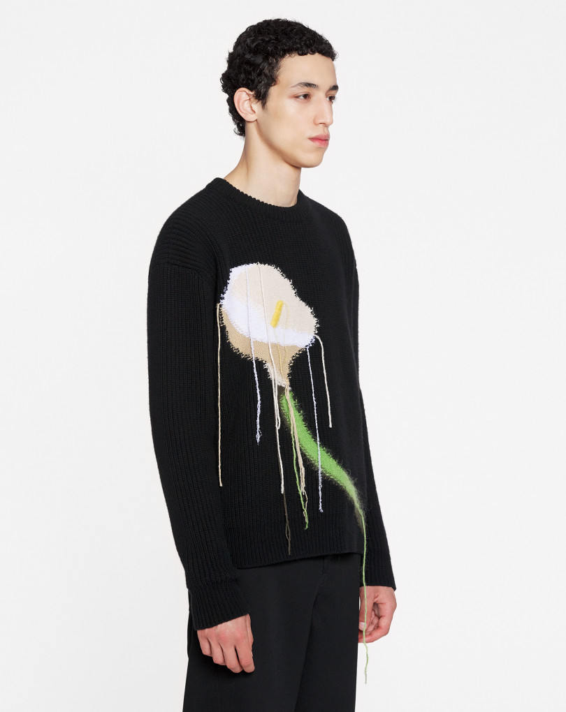 PULL COL ROND INTARSIA EN LAINE ET CACHEMIRE