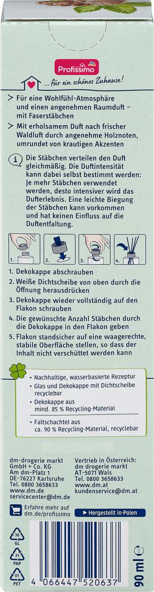 Duftstäbchen Raumduft Sommerliebe mit Duft nach frischer Waldluft, 90 ml