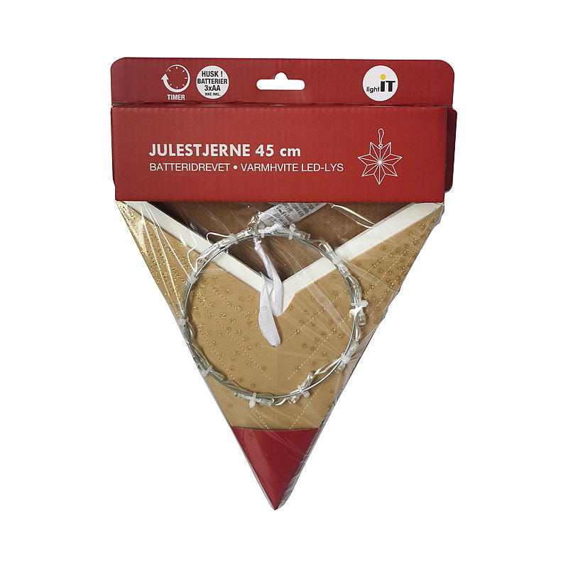 Light IT Julestjerne 45 cm, m/LED-lys batteridrevet