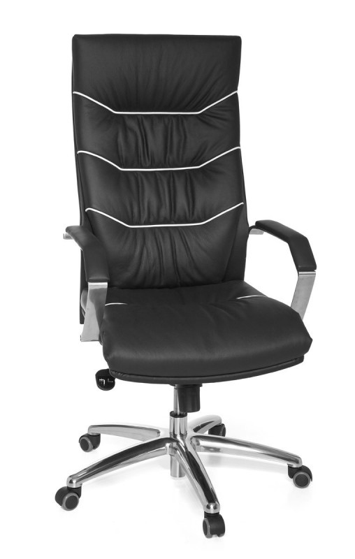 Amstyle XXL Chefsessel Ferrol Echtleder schwarz, 5-Punkt Multiblock-Mechanik, Bürostuhl bis 120kg