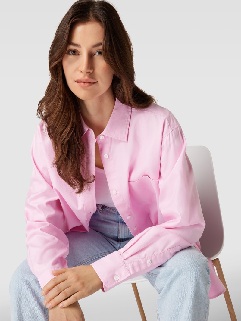 Oversized Bluse mit Umlegekragen Modell 'OXFORD' in rosa