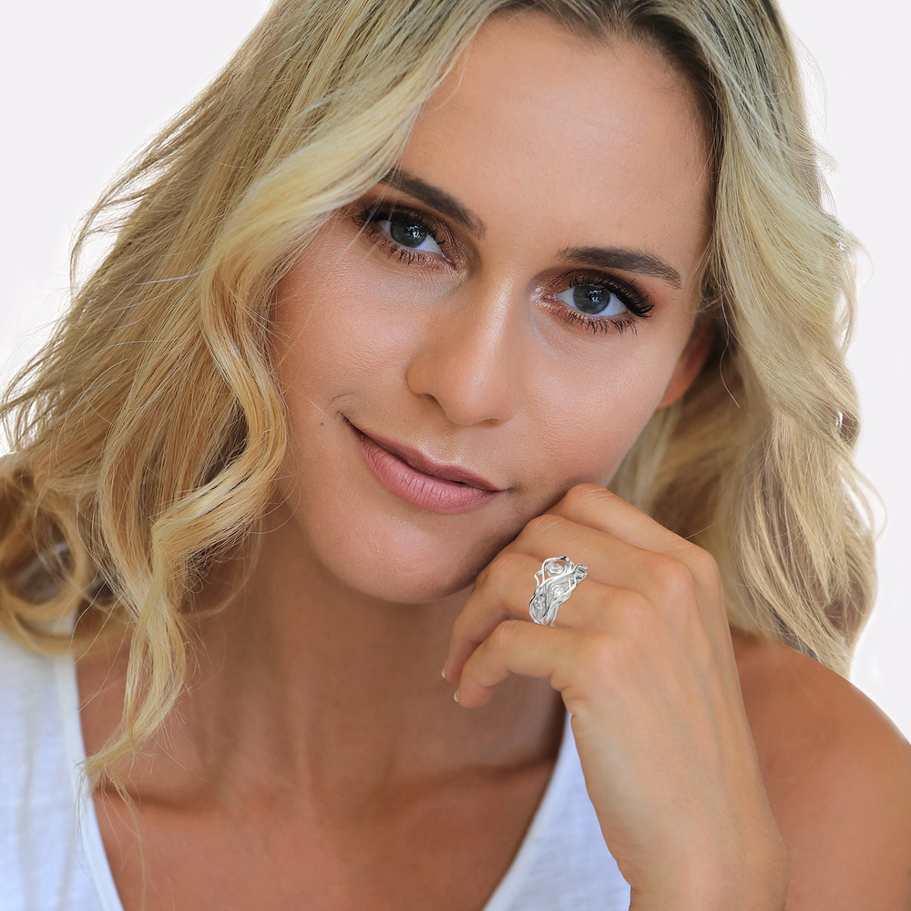 Nenalina Nenalina Bague Verknotet Gewoben Zirkonia Kristalle 925 Silber Bague