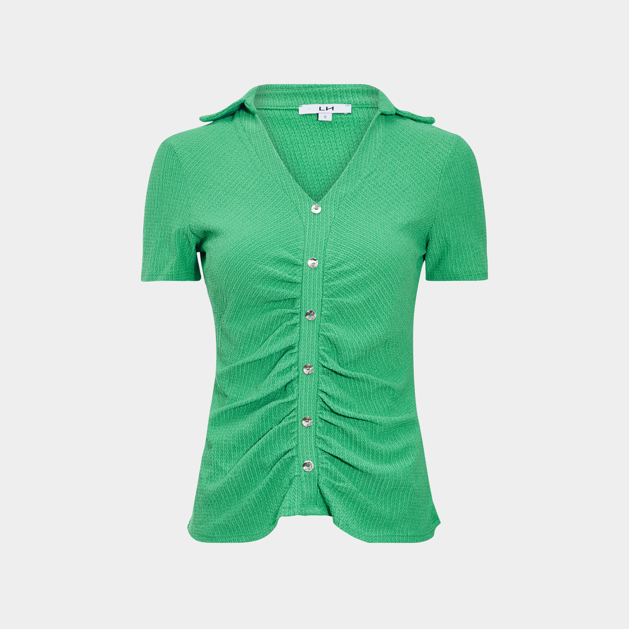 T-shirt boutonnée à manches courtes vert femme | La Halle