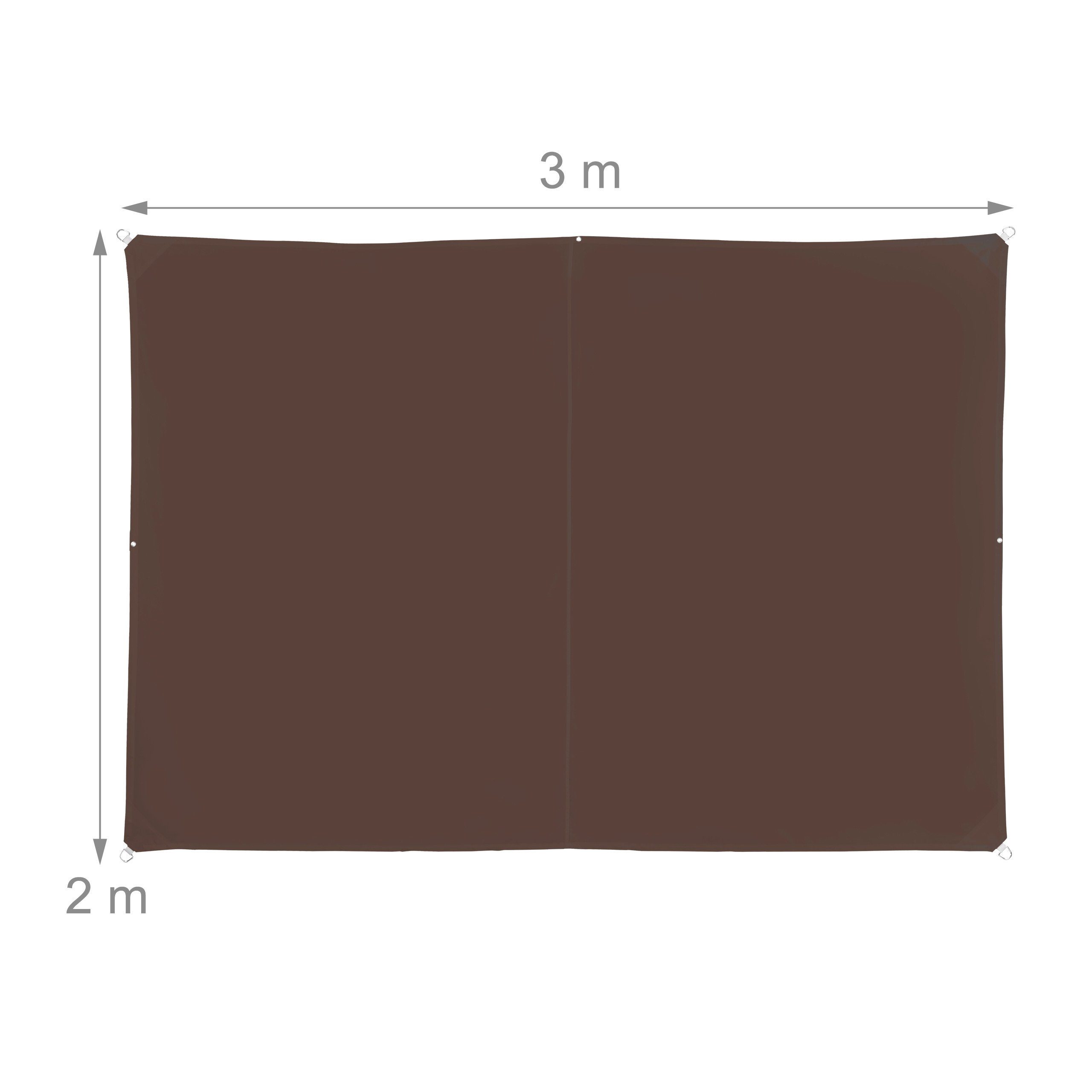 relaxdays Sonnensegel Rechteckiges Sonnensegel braun, 2 x 3 m