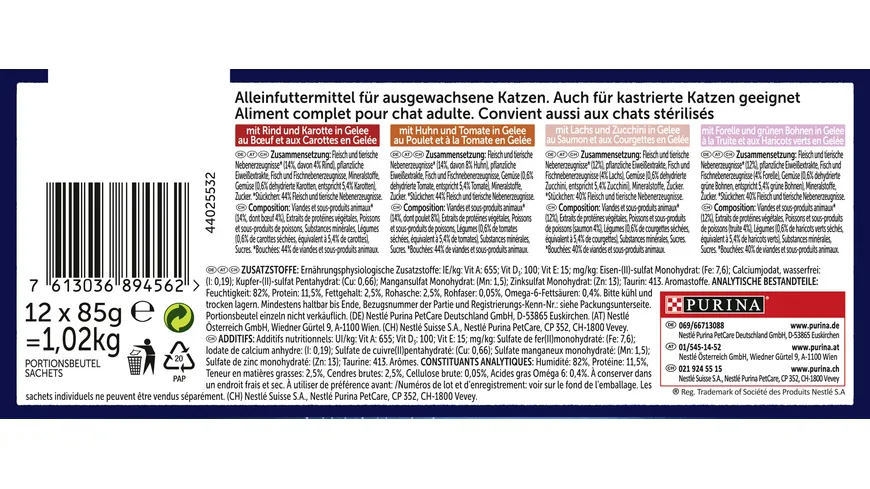 FELIX So gut wie es aussieht in Gelee Gemischte Vielfalt mit Gemüse Katzennassfutter 1020 g