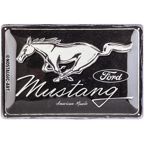 Nostalgic Art Retro Blechschild 20x30cm, Motiv "Ford Mustang - Logo Black", 1 Stück - ATU
