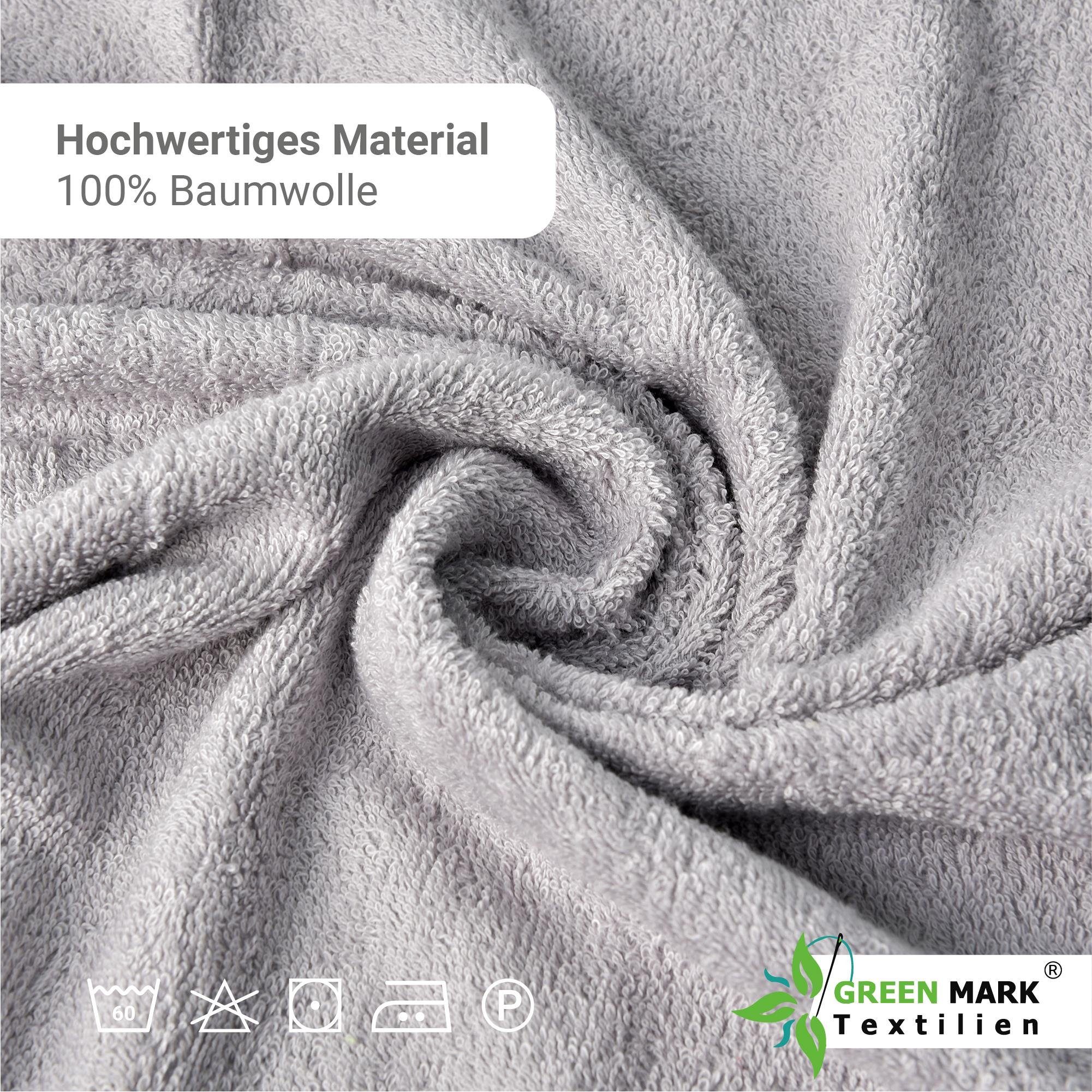 NatureMark Handtuch Set 8er Frottier Handtuch Set, 100% Baumwolle, (8-tlg), 4X Gästetücher, 2X Handtücher, 2X Duschtücher, Silber grau