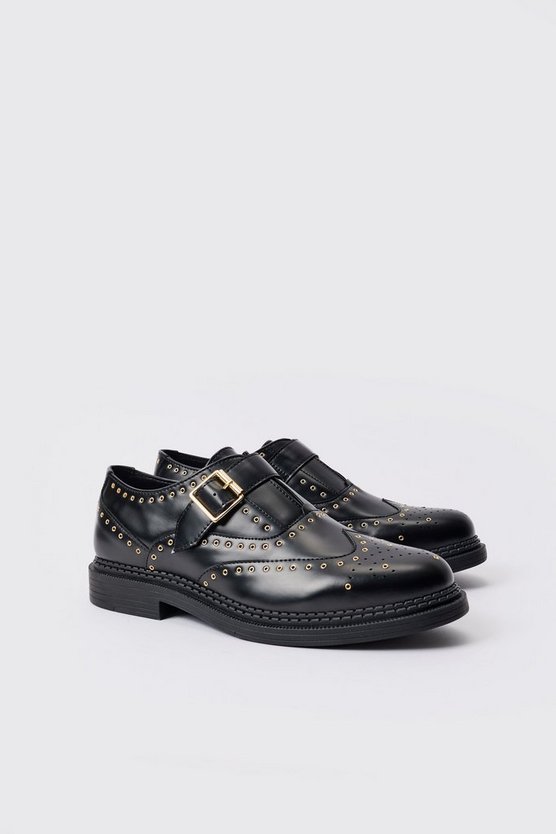Schwarz PU-Loafer mit Schnallen-Detail