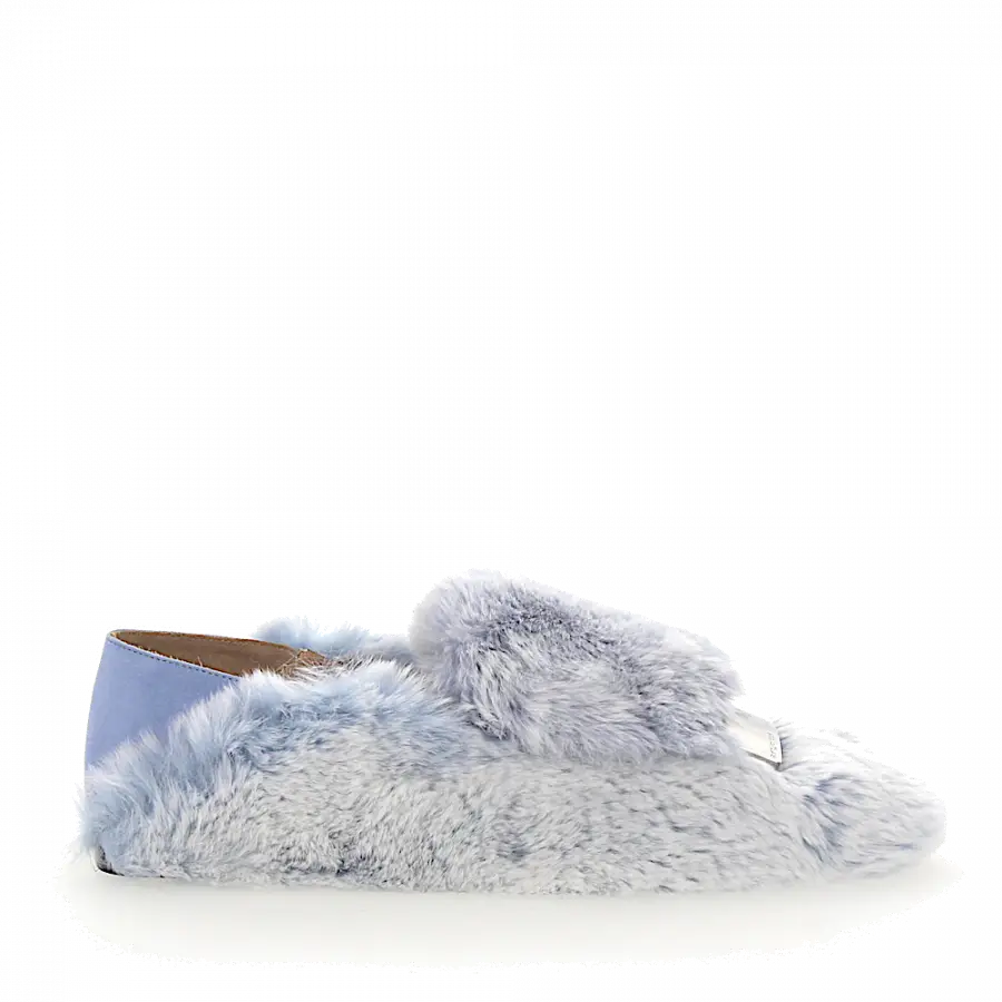 Sergio Rossi - Slipper A77990 Kaninchenfell Metallspange hellblau - blau