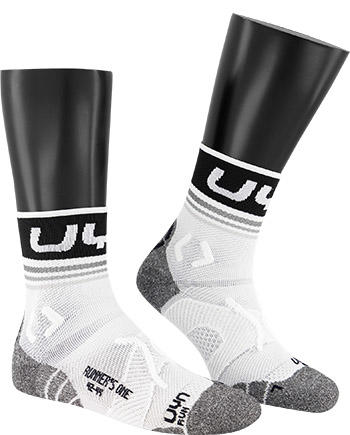 UYN, Socken Runner One Mikrofaser atmungsaktiv, weiß-schwarz
