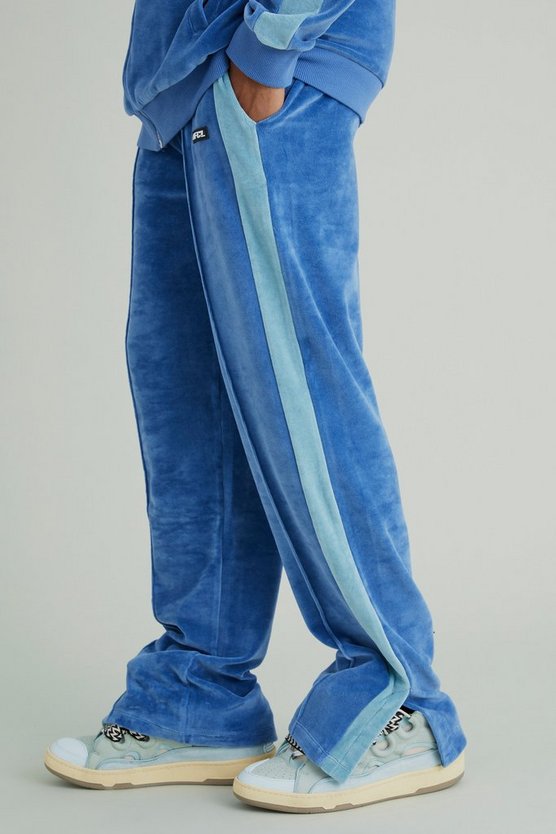 Lockere Velour-Jogginghose mit geteiltem Saum