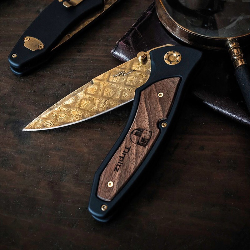 B&ouml;ker Klappmesser Tirpitz-Damast Gold