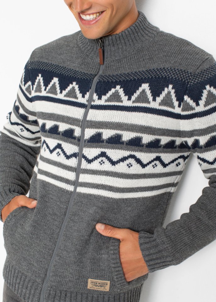 Norweger-Strickjacke mit Fleecefutter