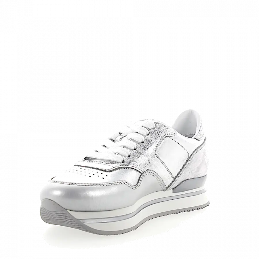 Hogan - Sneaker low Glattleder Kalbsleder Finished Logo Metallisch silber - grau