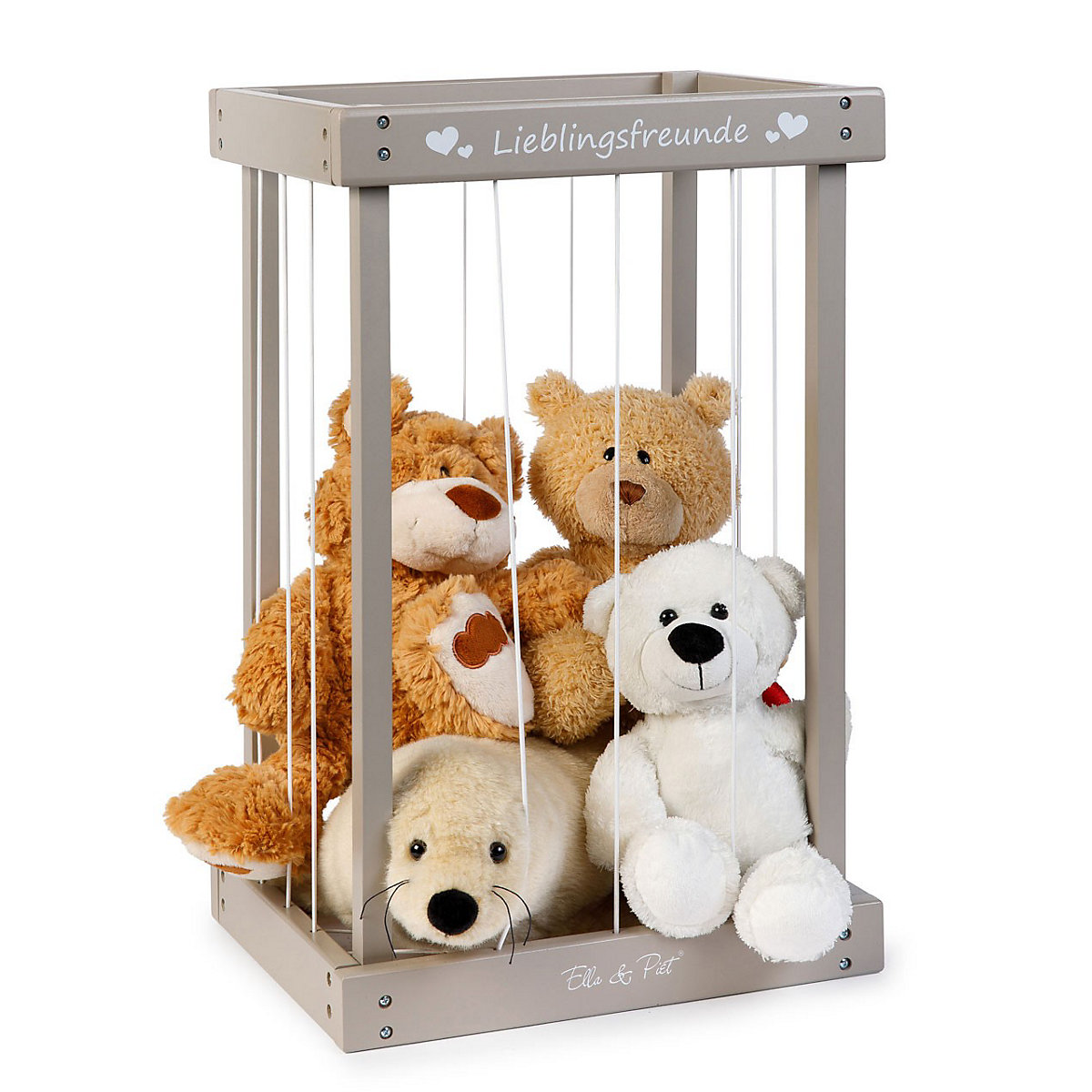 Plüschtier-Box aus Holz zur Aufbewahrung von Kuscheltieren (Schlammgrau)