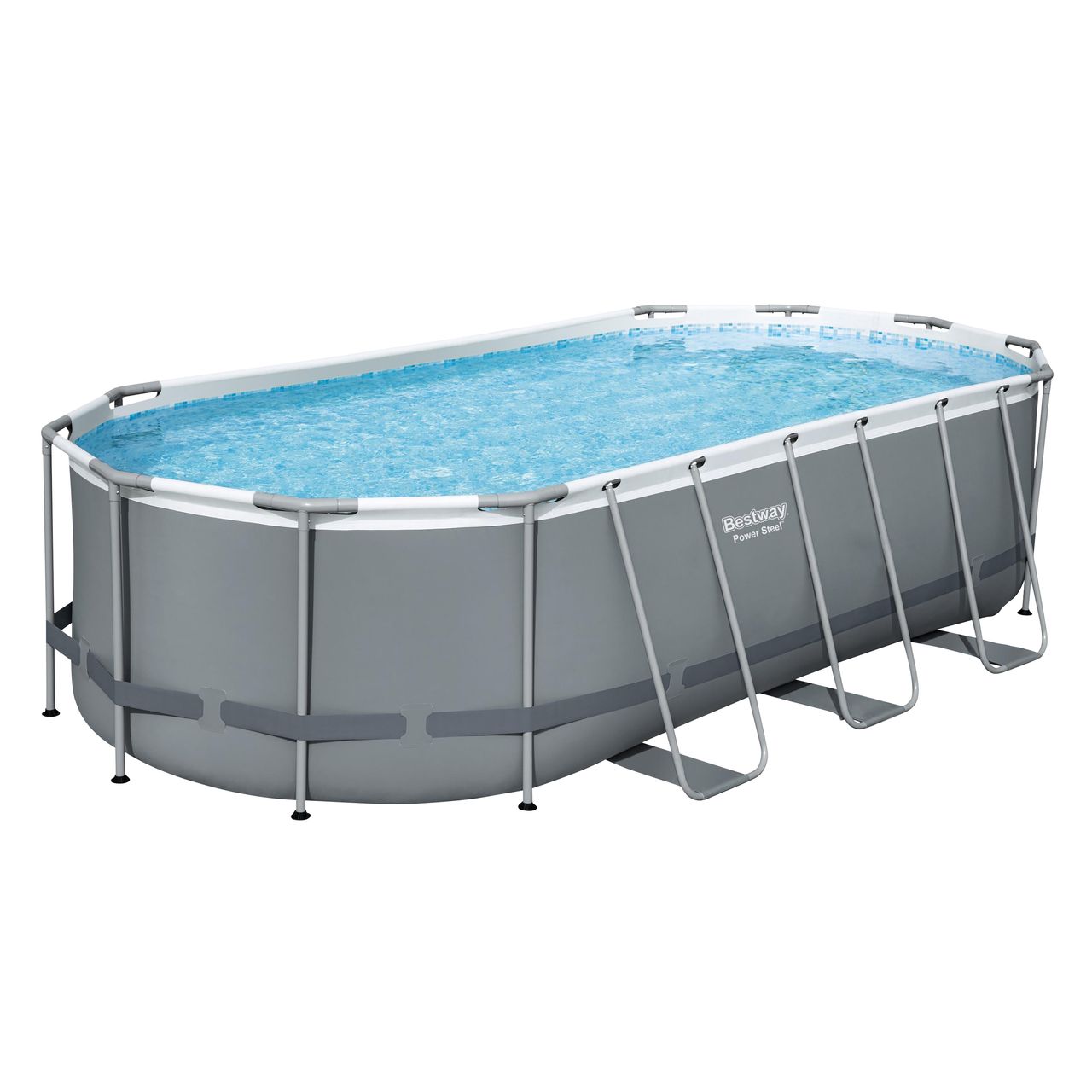 Bestway Power Steel™ Frame Pool Komplett-Set mit Filterpumpe 549 x 274 x 122 cm, grau, oval