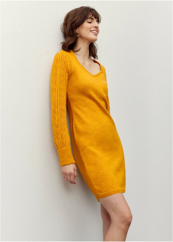 Strickkleid mit Ajourmuster