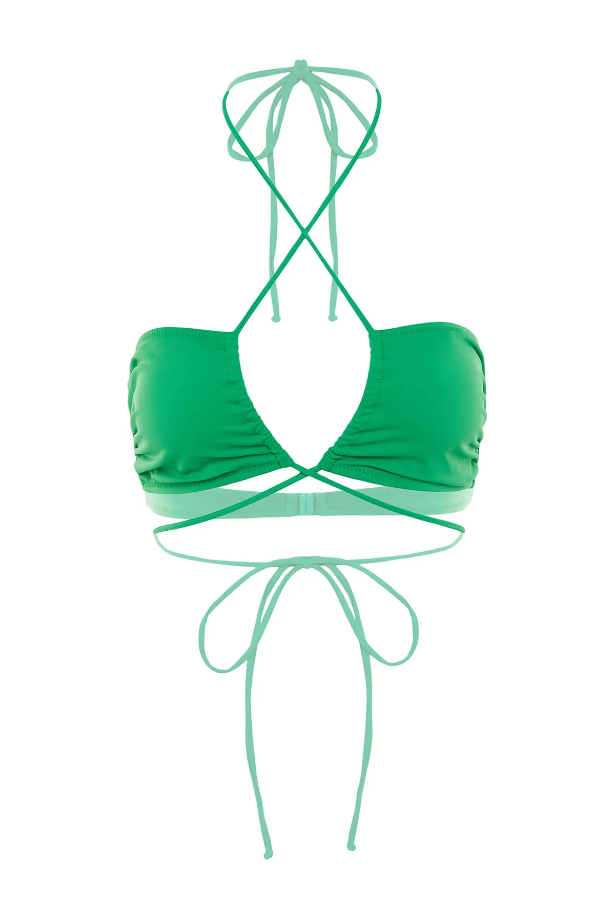 Trendyol Collection  Grünes trägerloses Bikinioberteil zum Binden TBESS21BU0411