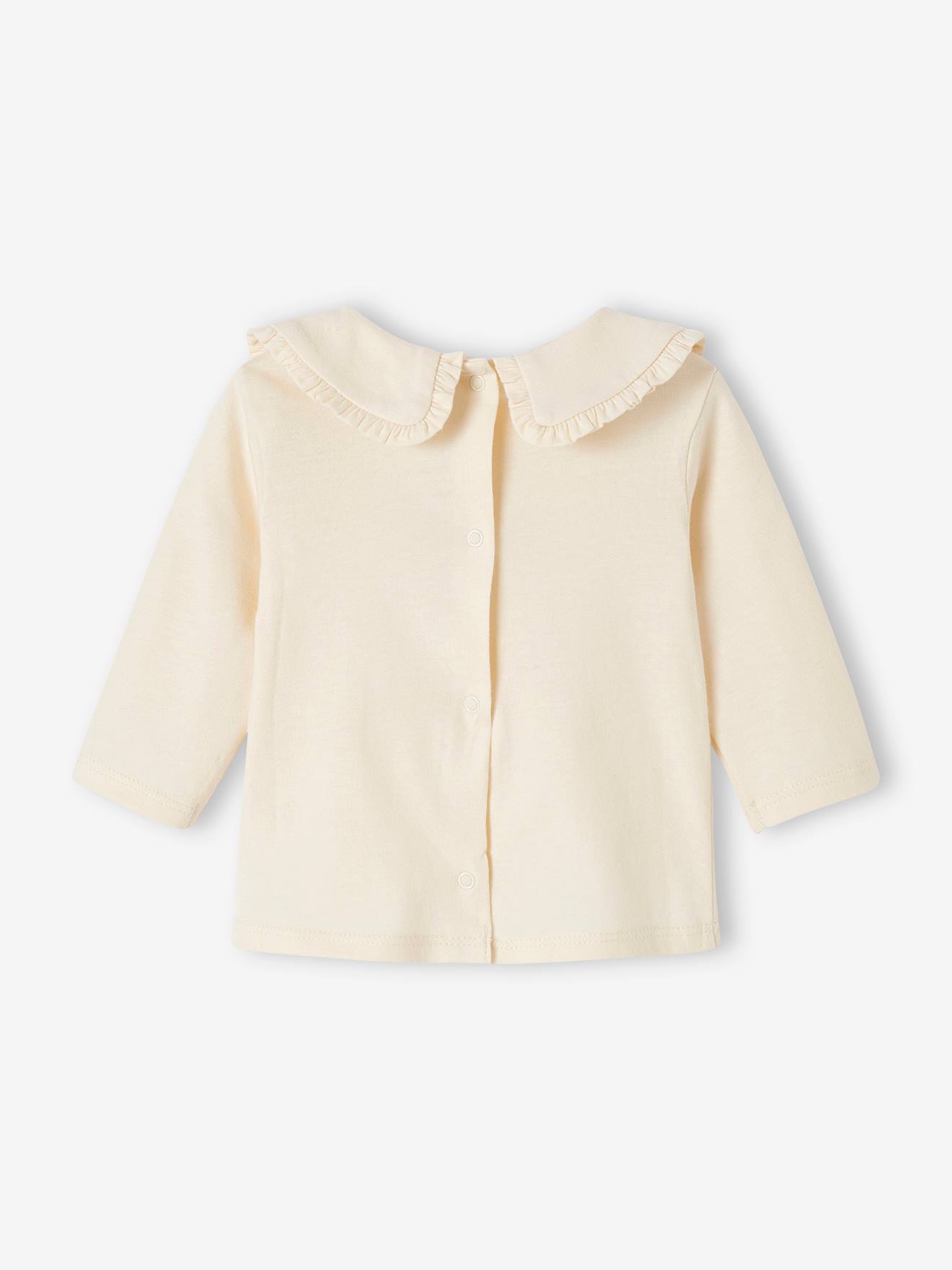 T-shirt manches longues bébé col claudine beige clair