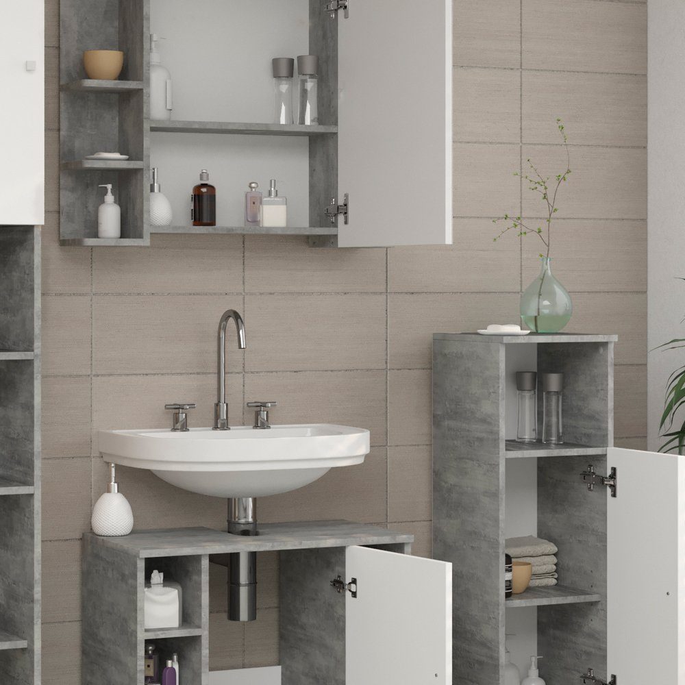 Vicco Badmöbel-Set Badezimmerset FYNN Beton Set 2, (3-St., 3-er Set)