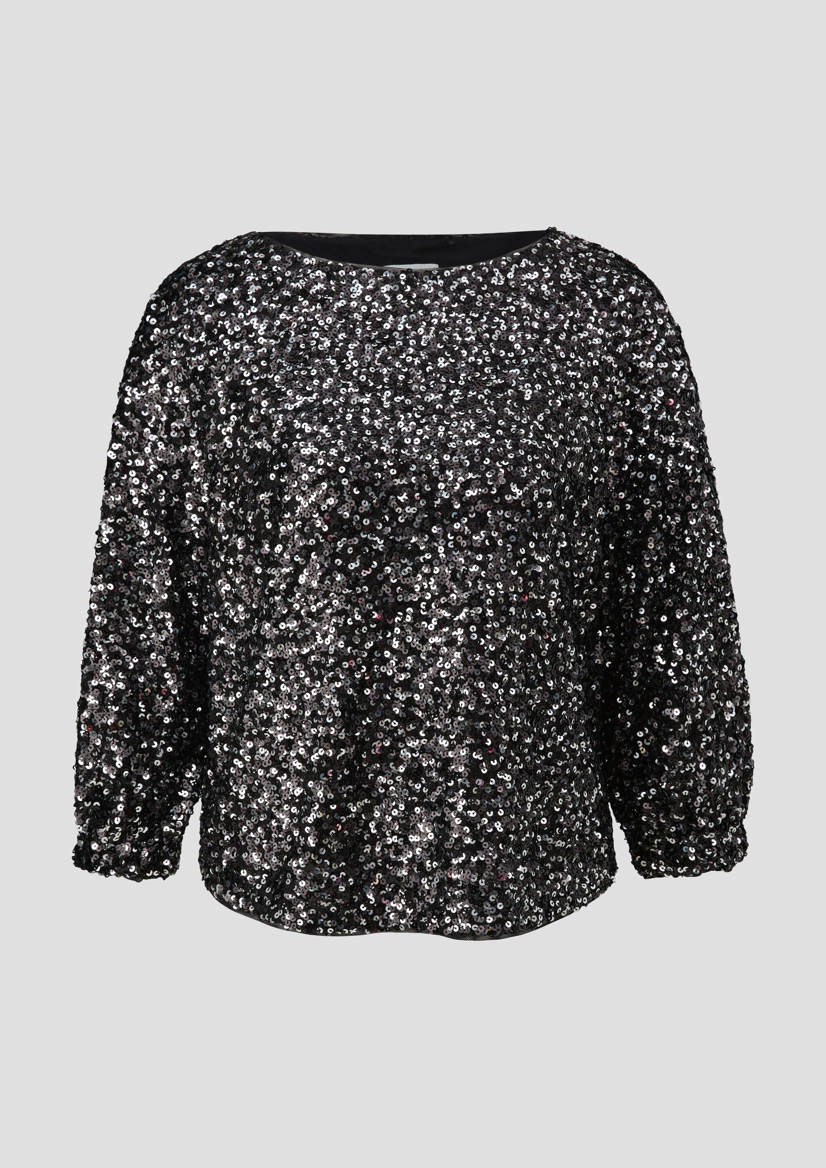 Mesh-Bluse mit Pailletten-Besatz  2137060-9999
