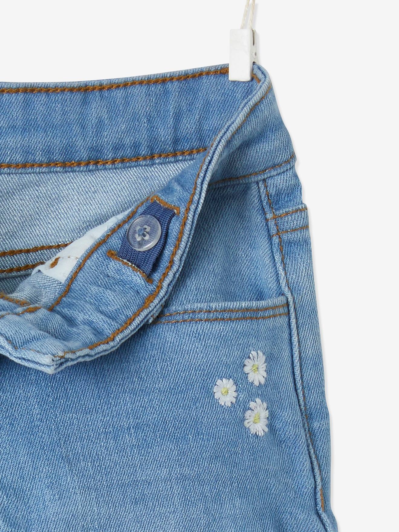 Pantacourt brodé fleurs fille double stone