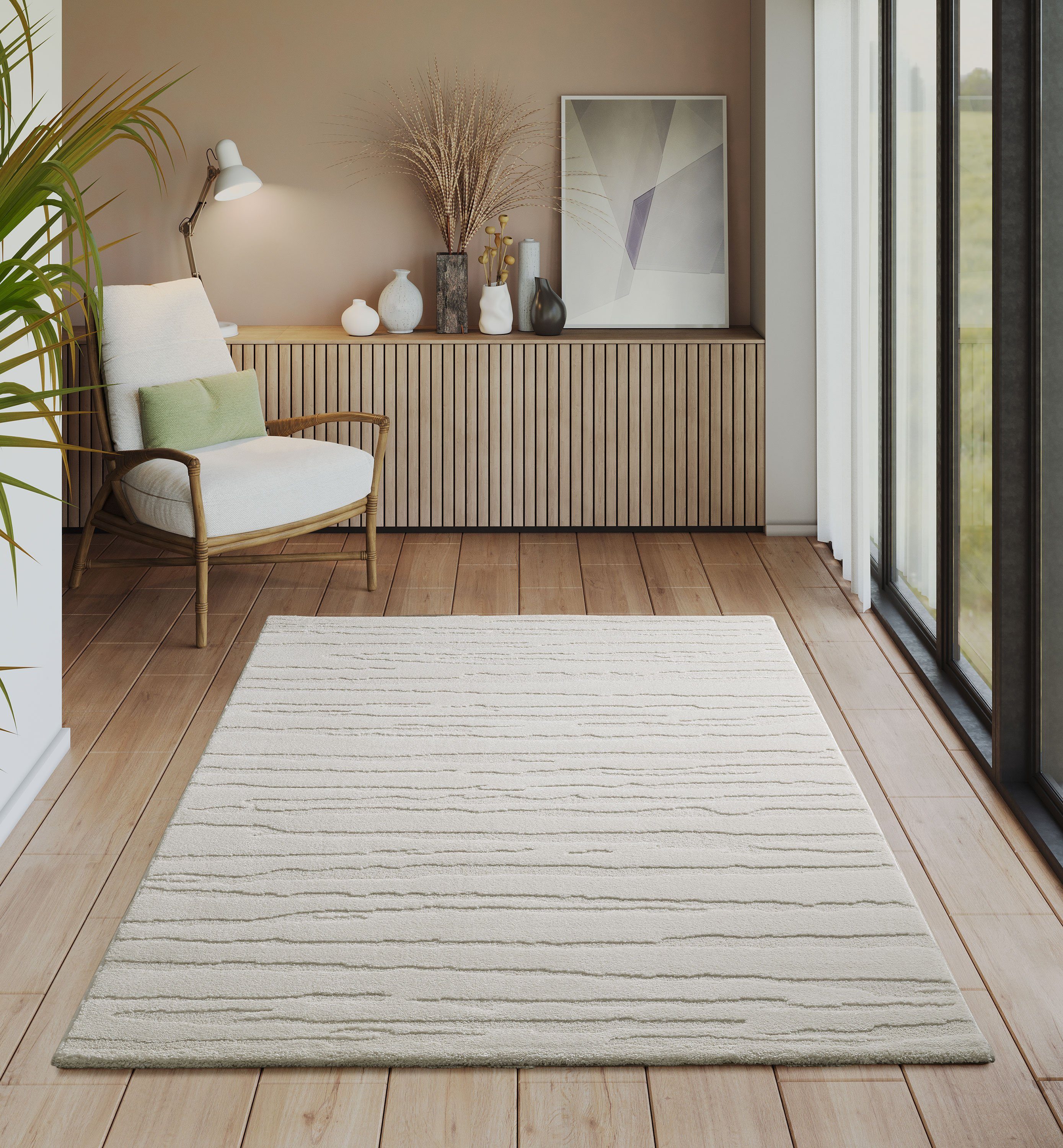Teppich Everest - moderner Kurzflor mit Hoch-Tief-Effekt, the carpet, Höhe: 14 mm, 3D Effekt, hohe Flordichte und angenehm weich, exklusives Design