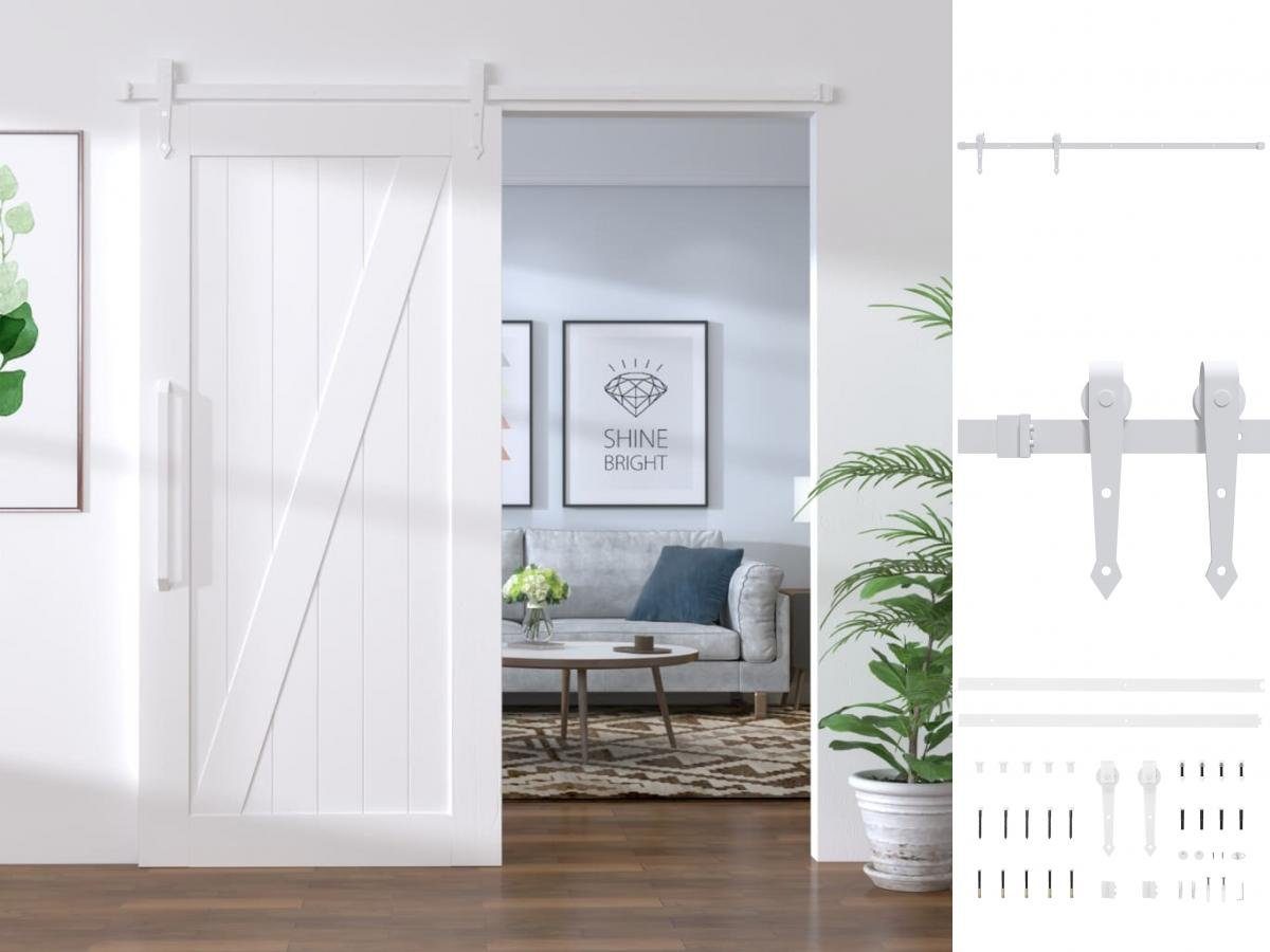 vidaXL Zimmertür Schiebetürbeschlag 183 cm Stahl Weiß