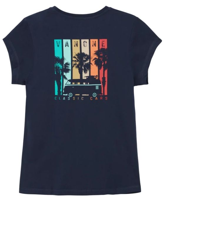 Van One Retro Stripes Navy Damen T-shirt